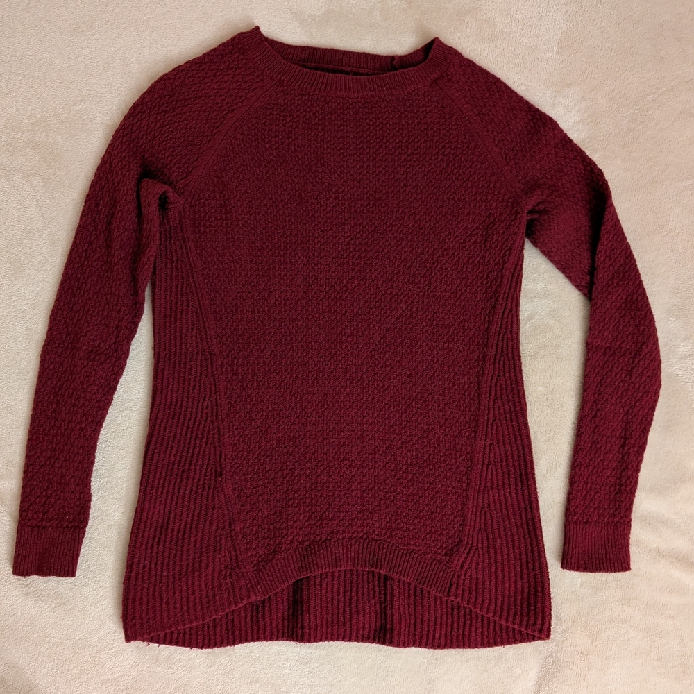 LOFT Rich Burgundy Crew Neck Sweater XXS Petite